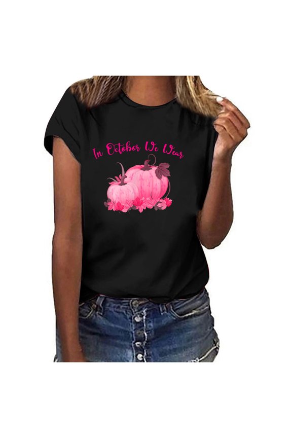 Womens Short Sleeve Crew Neck Graphic T - Shirt - "Pink Pig" Print - Funky Design for Summer Party