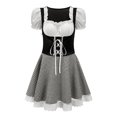 thumbnail image 1 of Njagoc3 Womens Short Sleeve Dirndl Dress, Embroidered Bodice, Traditional Oktoberfest Folk Costume Dress, 1 of 4