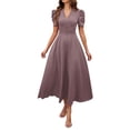 thumbnail image 1 of Njagoc3 Womens Short - Sleeve Fit - and - Flare Dress, Solid Color for Summer Casual & Date, 1 of 5