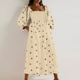 thumbnail image 1 of Njagoc3 Womens Short Sleeve Square Neck A - Line Midi Dress, Printed, Casual Daily & Picnic Outfit, 1 of 6