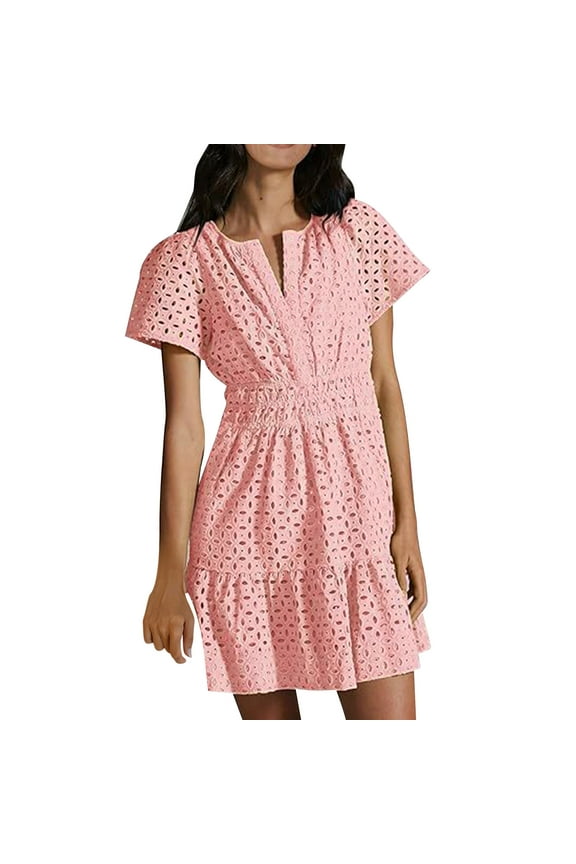 Womens Short Sleeve Wrap Mini Dress, Striped Pattern Summer Casual Dress, Breathable All - match Daily Dress