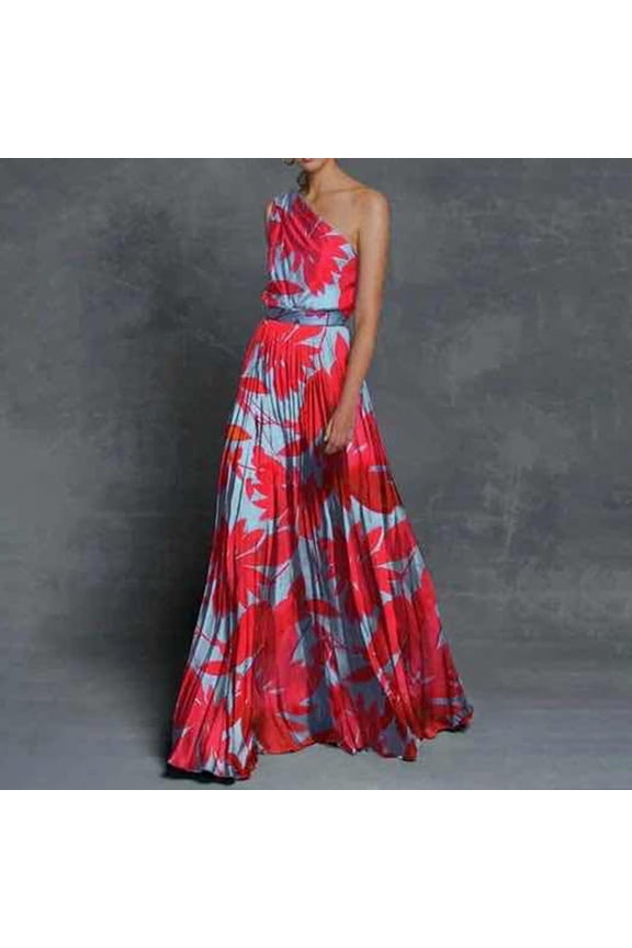 Womens Sleeveless Halter Neck Printed Maxi Dress, Flowy Casual Gown, Summer Beach & Vacation Wear
