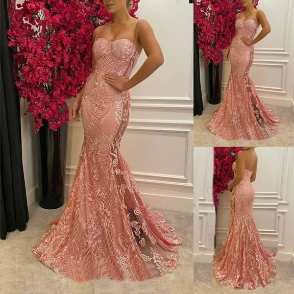 Njagoc3 Womens Sleeveless Sequin Mermaid Dress, V - Neck, Bridal & Formal Event Wear, Glamorous Fit