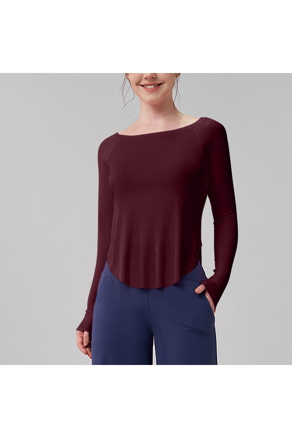 Womens Slim-Fit Athletic Yoga Top, Moisture-Wicking Polyester, Crew Neck, Summer Gym Workouts, Yoga Sessions & Outdoor Fitness