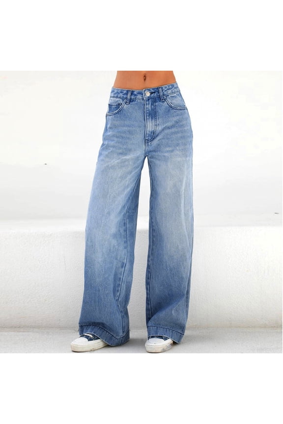 Womens Slim Fit High Waist Stretchy Jeans with Distressed Hem Pockets Casual Everyday Wear
