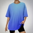 thumbnail image 1 of Njagoc3 Womens Soft Cotton Tie Dye Gradient Print Round Neck Short Sleeve Casual Blouse for Daily Wear, 1 of 6