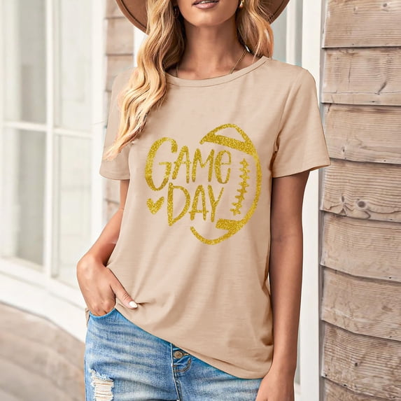 Njagoc3 Womens Soft Touch Football Print Short Sleeve - Comfortable for All - Day Wear