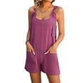 thumbnail image 1 of Njagoc3 Womens Solid Color Adjustable Strap Sleeveless Short Casual Summer Romper Simple Essential Jumpsuit, 1 of 6