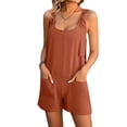 thumbnail image 1 of Njagoc3 Womens Solid Color Adjustable Strap Sleeveless Short Casual Summer Romper Simple Essential Jumpsuit, 1 of 6