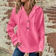 thumbnail image 1 of Njagoc3 Womens Solid Color Block Clip Cotton Hooded Button Long Sleeve Hoodie Top, 1 of 6