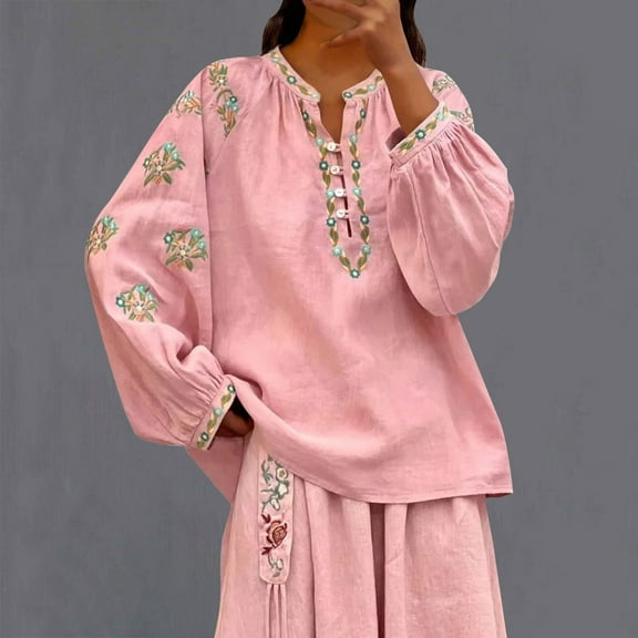 Njagoc3 Womens Solid Color Lantern Sleeve 3/4 Sleeve Tunic, Loose Fit, Breathable Fabric, Casual Summer Boho & Beach Wear, Multiple Colors