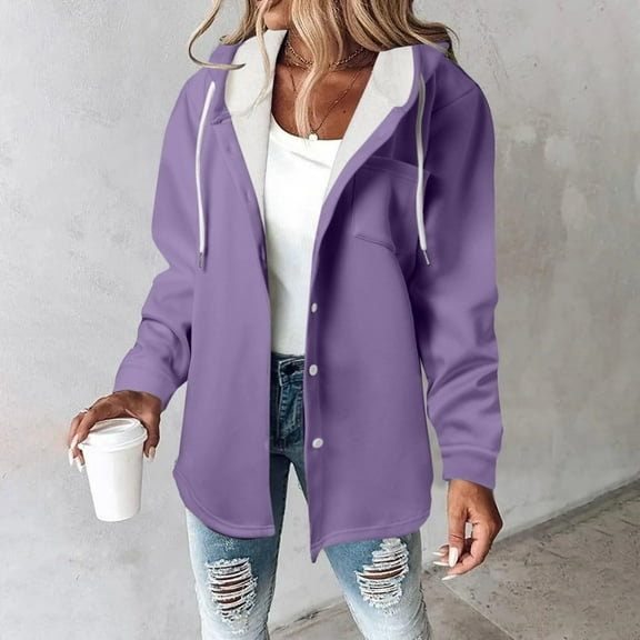 Njagoc3 Womens Solid Color Long Sleeve Tops Long Sleeve Hooded Casual Coat