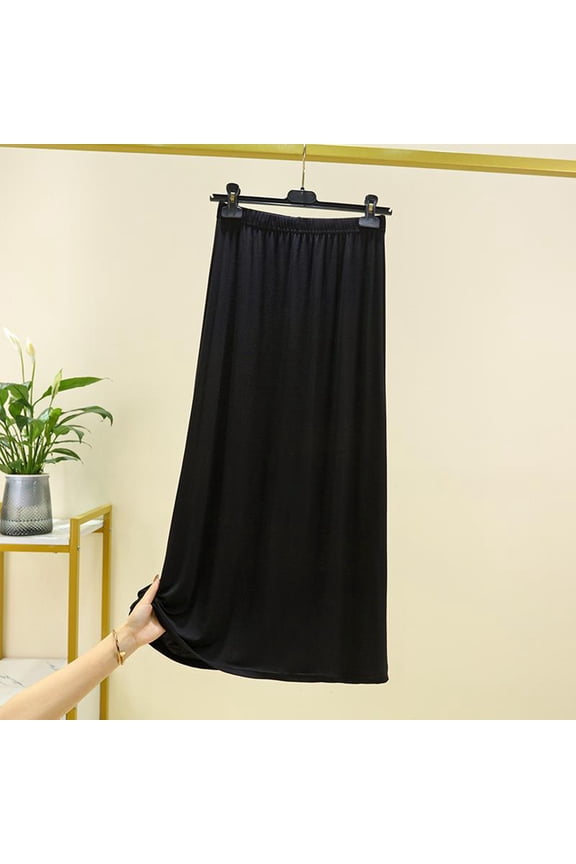 Womens Solid Color Modal Thin Pocket Drawstring Pleated Base Skirt Aline Skirt Half Length Skirt