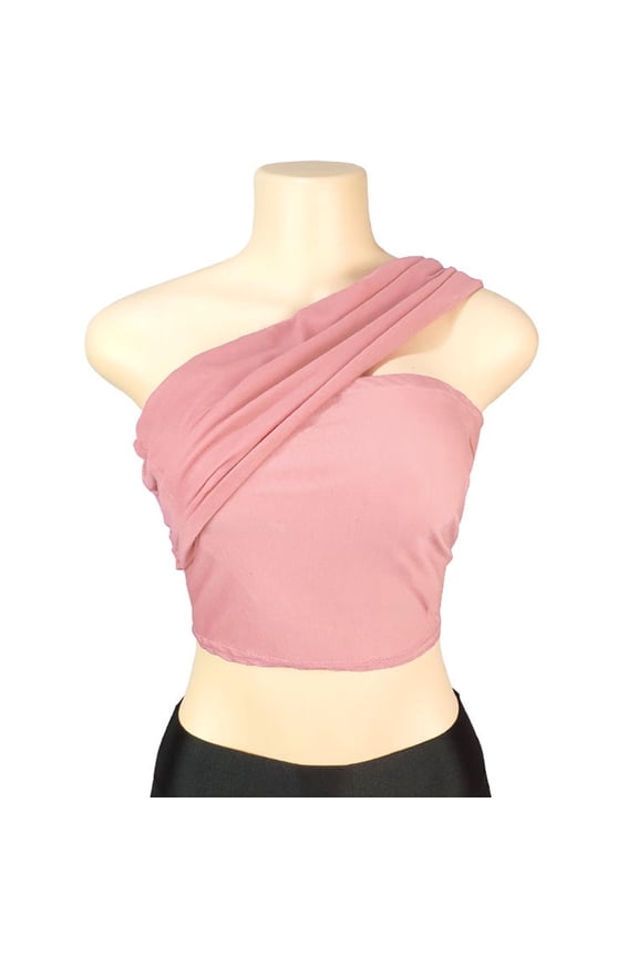 Womens Solid Color Off-Shoulder Bandeau Top Convertible Two-Way Wear Sleeveless Crop Tee