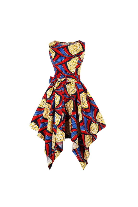 Womens Strapless African Print Dress, Asymmetric Hem, Cultural Event & Casual Wear, Artistic Fit