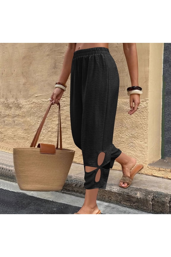 Womens Striped Palazzo Pants - Elastic Waist Flowy Summer Daily & Vacation Essentials