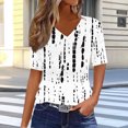 thumbnail image 1 of Njagoc3 Womens Stylish Abstract Pattern V-Neck Tee Artistic Graphic Print Summer Top Black White, 1 of 6