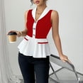 thumbnail image 1 of Njagoc3 Womens Summer Color - Block Peplum Sleeveless Top, V - Neck, Slim Fit, Soft Fabric, Casual Daily & Office, Chic Tank Blouse, 1 of 6