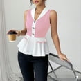thumbnail image 1 of Njagoc3 Womens Summer Color - Block Peplum Sleeveless Top, V - Neck, Slim Fit, Soft Fabric, Casual Daily & Office, Chic Tank Blouse, 1 of 6