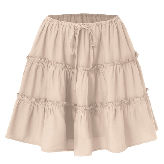 Njagoc3 Womens Summer Layered Short Skirt with Solid & Striped Designs, Versatile Style for Any Occasion