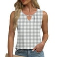 thumbnail image 1 of Njagoc3 Womens Summer Plaid Print Sleeveless Top, Yellow - Blue, V - Neck, Slim Fit, Soft Fabric, Casual Daily & Preppy Style, Checkered Tank Top, 1 of 6