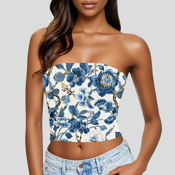 Njagoc3 Womens Summer Strapless Bandeau Basic Top, Solid Hue, Form - Fitting, Soft Stretch Material, Casual Daily & Layering Use, Classic Tube Camisole