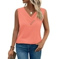 thumbnail image 1 of Njagoc3 Womens Summer V - Neck Sleeveless Top, Coral, Loose Fit, Breathable Fabric, Casual Daily & Weekend Outing, Versatile Tank Top, 1 of 6