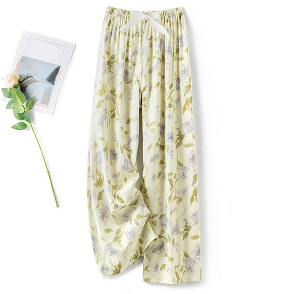 Njagoc3 Womens Sustainable Ditsy Floral Casual Pants OEKO-TEX Certified Dye (Compostable Packaging)