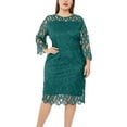 thumbnail image 1 of Njagoc3 Womens Three - Quarter Sleeve V - Neck Lace Midi Dress, Plus Size, Formal Evening & Party Outfit, 1 of 5