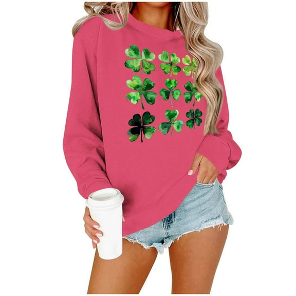 Njagoc3 Womens Top Round Neck Print Comfortable Round Neck Long Sleeve Tops No Hoodie