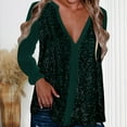 thumbnail image 1 of Njagoc3 Womens V-Neck Sequin Solid Color Long Sleeve Casual Blouse Blouse, 1 of 6
