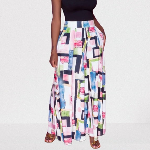 Njagoc34 Womens Tropical Print Palazzo Casual Pants Lightweight Ankle Length for Beach Vacations