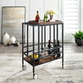 thumbnail image 1 of Inspired Home Carrere Bar Cart Removable Serving Tray Wine Bottle/Stemware Storage Casters, Black/Walnut, 1 of 8