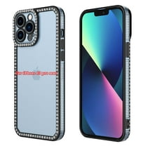 Njes Case for iPhone 13 pro max（6.7"）, Glitter Crystal Clear Bling Diamond Rhinestone Bumper Anti Scratch Ultra Slim Skock Absorption Technology TPU Protective Cover Case -Black