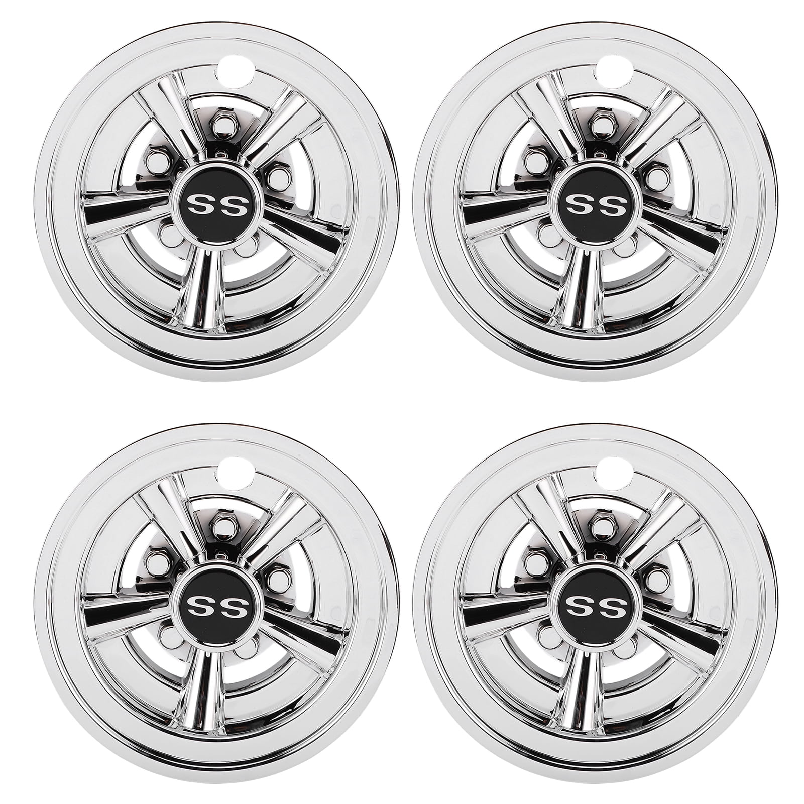 Njide Club Car Wheel Hub Caps 5 Spoke for SS Style Silver Plated Replacement for EZGO 8in