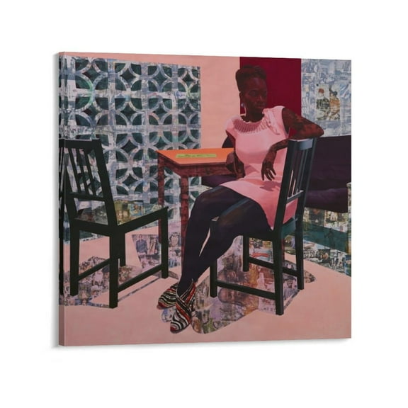 Njideka Akunyili Crosby Artist Poster Painting American Art Poster Canvas Painting Decor Wall Print Photo Gifts Home Modern Decorative Posters 16x16inch(40x40cm)