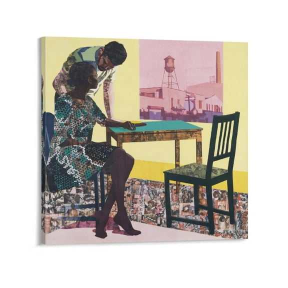 Njideka Akunyili Crosby Artwork Portrait Artworks Canvas Poster Room Aesthetic Wall Art Prints Home Modern Decor Gifts 16x16inch(40x40cm)