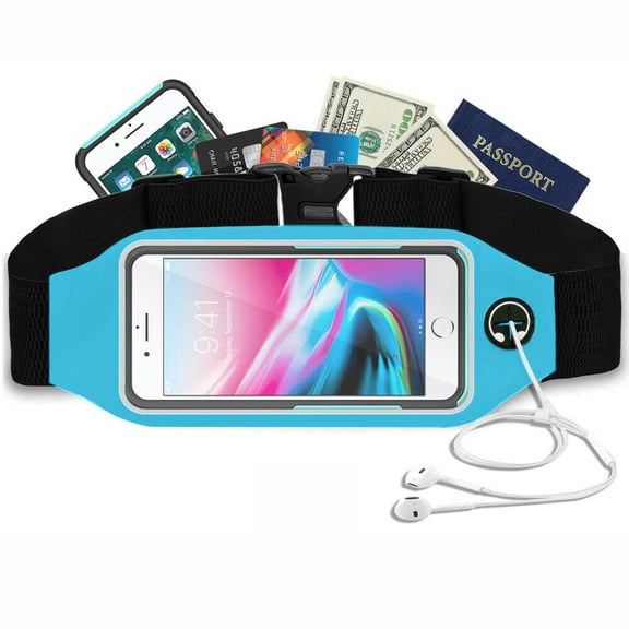 Njjex Adjustable Running Belt, Large Capacity, Lycra, Unisex, Black
