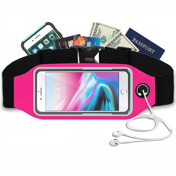 Njjex Adjustable Running Belt, Large Capacity, Lycra, Unisex, Black