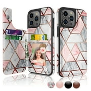 Njjex For Apple iPhone 15,15 Pro,15 Plus,15 Pro Max 5G Wallet Case, iPhone 15 Pro Max 6.7 PU Leather Case,Luxury Slim Folio Flip Kickstand Shockproof Cards Holder Wallet Case Cover -Marble