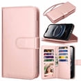 thumbnail image 1 of Njjex For Apple iPhone 16e Wallet Case, Luxury PU Leather [9 Card Slots] Folio Cover with Detachable Magnetic Hard Case + Kickstand & Wrist Strap - Rose Pink, 1 of 5