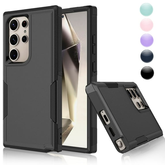 Njjex Case for Galaxy S24 Ultra,S24 Plus,S23 FE 5G,S23 Plus,S23 Ultra, Heavy Duty Dual-Layer Rugged Protection, Shockproof Protective Gel Phone Case for Samsung Galaxy S24 Ultra (Black)