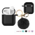 thumbnail image 1 of Njjex Case Skin for Airpods 1 & 2 & Pro, Silicone Charging Case Cute Cover with Golden Keychain + Soft Fur Ball for airpods 1st & 2nd & 3rd -Black, 1 of 7