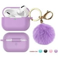 thumbnail image 1 of Njjex Case Skin for Airpods 1 & 2 & Pro, Silicone Charging Case Cute Cover with Golden Keychain + Soft Fur Ball for airpods 1st & 2nd & 3rd -Purple, 1 of 7