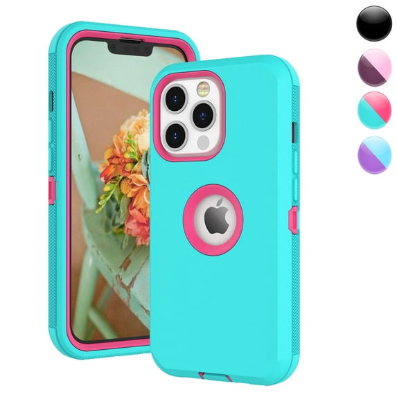 Njjex Case for iPhone 13 Pro,13,13 Pro Max,Sturdy Phone Case for iPhone 13 6.1",Full-Body Shockproof Protection Heavy Duty Armor Hard Plastic Rubber Rugged Bumper 3-in-1 Case Cover - Mint