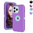 thumbnail image 1 of Njjex Case for iPhone 13 Pro,13,13 Pro Max,Sturdy Phone Case for iPhone 13 Pro 6.1",Full-Body Shockproof Protection Heavy Duty Armor Hard Plastic Rubber Rugged Bumper 3-in-1 Case Cover - Purple, 1 of 7