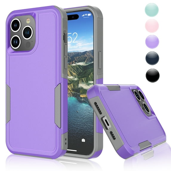 Njjex Case for iPhone 15 Pro Max & iPhone 14 Pro Max 6.7-Inch, Heavy Duty Dual-Layer Rugged Protection, Shockproof Protective Gel Phone Case for iPhone 14 Pro Max / iPhone 15 Pro Max (Purple)
