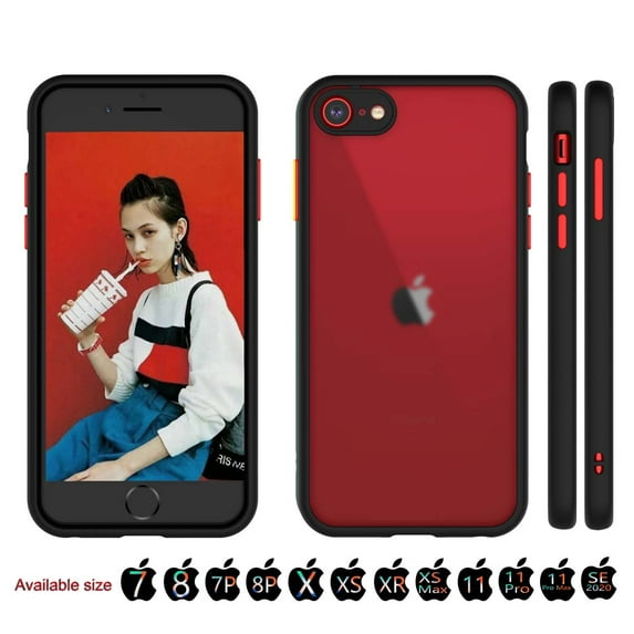 Njjex Cases for iPhone 11, 11 Pro, SE 2020, XR, XS Max, 11 Pro Max, 7, 8 Plus, Shockproof Clear Slim Case TPU Bumper Cover Case -Frost/Black