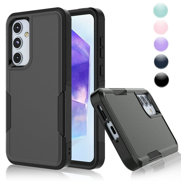 Njjex Dustproof Drop Proof Shockproof 2 Layers Full Body Back Cover for Galaxy A35 5G, Black