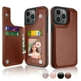 thumbnail image 1 of Njjex For Apple iPhone 15,15 Pro,15 Plus,15 Pro Max 5G Wallet Case, iPhone 15 6.1" PU Leather Case,Luxury Slim Folio Flip Kickstand Shockproof Cards Holder Wallet Case Cover -Brown, 1 of 8